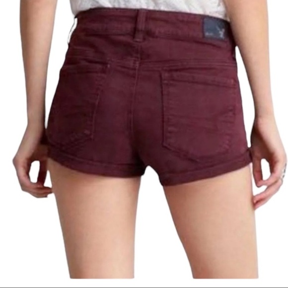 American Eagle Outfitters AE Burgundy High Rise Shortie Women's Shorts Size 6 - Picture 3 of 8
